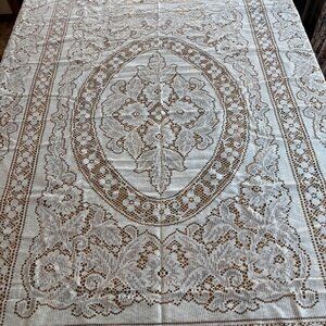 Scranton Lace Co. Ivory Cotton Gramercy Rectangle Tablecloth 60 x 80